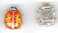 1 13x11mm Silver with Orange/Yellow Epoxy Ladybug Slider